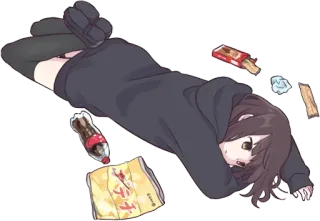 😵 Anime, Relajante, Merienda, Chica, Tumbada telegram sticker