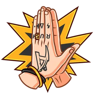 👏 RUSH tangan, tato, terburu-buru, petir telegram sticker