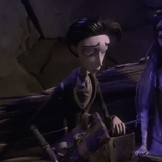 ♣ Victor Van Dort Corpse Bride アニメ映画, ストップモーション, ティム・バートン, 結婚式, ファンタジー, ダーク, ロマンチック whatsapp sticker
