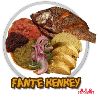 🍠 FANTE KENKEY 食べ物, ケンキー, ガーナ料理, 魚, アフリカ料理 telegram sticker
