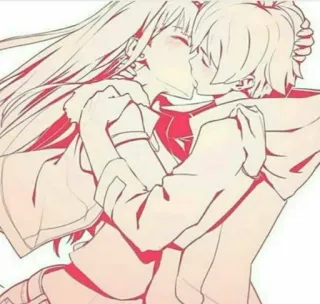 🌟 hôn, anime, cặp đôi, lãng mạn whatsapp sticker