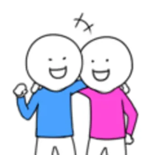 👬 friendship, cartoon, stick figure, happy, together whatsapp sticker