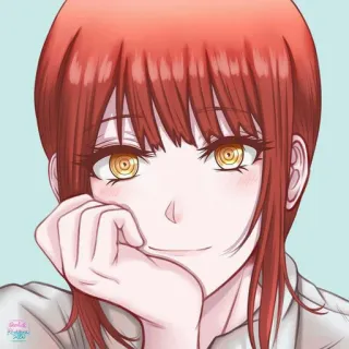 ✨ Makima Chainsaw Man อนิเมะ, มังงะ, ภาพเหมือน, ผมแดง, สาวอนิเมะ, มาคิมะ telegram sticker