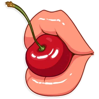 👄 lips, cherry, fruit, mouth, red, sticker, food telegram sticker
