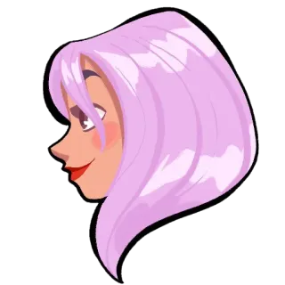 🙂 женщина, фиолетовые волосы, мультфильм, женский, лицо, прическа, портрет telegram sticker