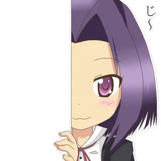 👀 じ anime, girl, purple hair, cute, chibi, japanese telegram sticker