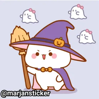 ❤️ @marjansticker хэллоуин, ведьма, призраки, милый, мультяшный, наклейка, осень, жуткий telegram sticker