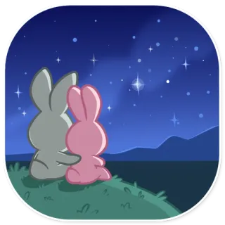 🌌 conejos, estrellas, noche, amor, pareja telegram sticker