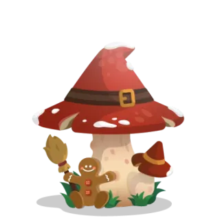 🌳 mushroom, gingerbread, witch hat, broom, fall, festive, fantasy telegram sticker