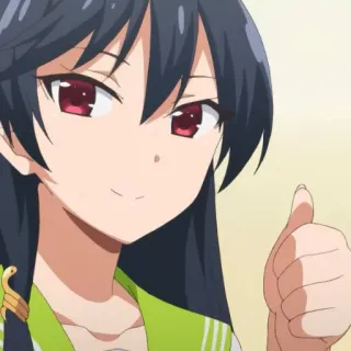 📗 Anime, Meisje, Duim omhoog, Cartoon, Schooluniform, Positief telegram sticker