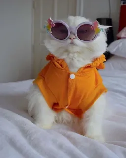 🥱 Katze, Sonnenbrille, süß, Haustier, Tier, weiße Katze, Mode telegram sticker