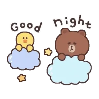 🐻 Good night buona notte, carino, orso, nuvola, sonno, stelle, cartone animato whatsapp sticker