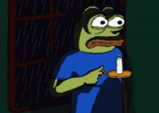 ⛈ Pepe the Frog 페페, 개구리, 밈, 촛불, 비, 슬픈, 외로운 whatsapp sticker