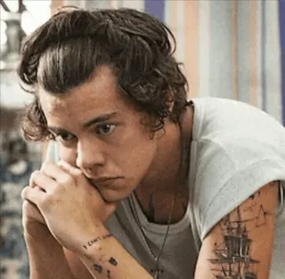 💞 Harry Styles I CAN'T SWIM แฮร์รี่สไตลส์, คนดัง, รอยสัก, ภาพเหมือน, นักดนตรี telegram sticker