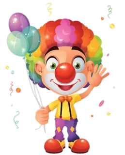 🤡 Clown, Cartoni animati, Festa, Palloncini, Corfiandoli telegram sticker