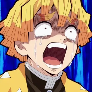 🔥 Zenitsu Agatsuma Demon Slayer Anime, Zenitsu, Demon Slayer, pleurs, effrayé, expression telegram sticker