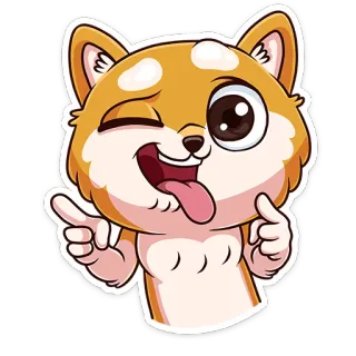 😉 cão, shiba inu, desenho animado, animal, fofo, emoji, adesivo telegram sticker