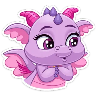 ☺️ dragão, fofo, animal, desenho animado, roxo, rosa whatsapp sticker