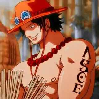 ♠ Portgas D. Ace One Piece 动漫, 海贼王, 波特卡斯·D·艾斯, 火拳艾斯, 纹身, 角色 telegram sticker