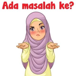 ✳️ Ada masalah ke? 女人, 头巾, 问题, 卡通, 怀疑, 困惑 telegram sticker