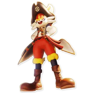 ☀️ Cinderace pokemon, cinderace, jeu vidéo, pirate, costume telegram sticker