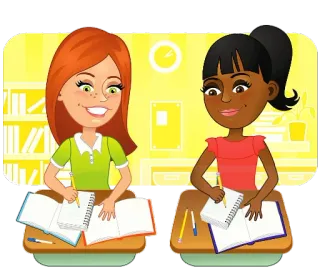 👫 étudiants, classe, apprentissage, études, école, éducation, filles, écriture telegram sticker