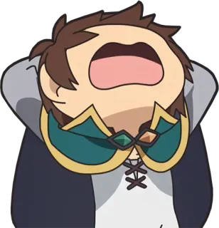 😱 Kazuma Konosuba anime, kazuma, konosuba, cartoon, funny, yawning whatsapp sticker