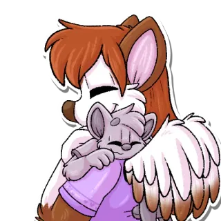 🤗 пушистый, объятия, мышь, олень, мультфильм, нежность telegram sticker