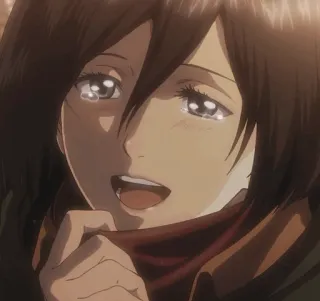 🌿 Mikasa Ackerman Attack on Titan anime, crying, sad, character, girl, mikasa, attack on titan telegram sticker