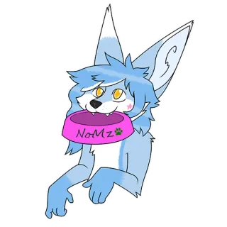 😮 NoMz cartoon, fox, cute, animal, pet, bowl, nomz, furry telegram sticker