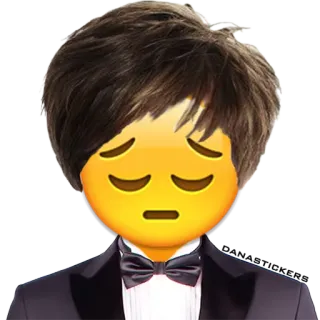😔 Эмодзи, Грустный, Мужчина, Смокинг, Лицо, Выражение telegram sticker