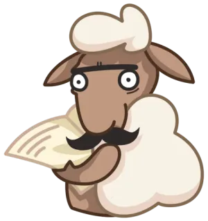 👨 ovelha, animal, desenho animado, bigode, personagem telegram sticker