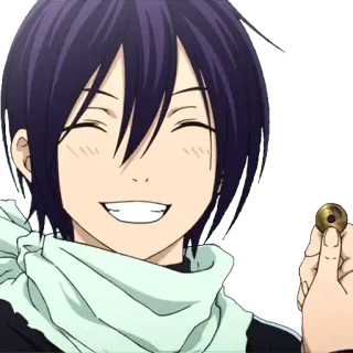 😁 Yato Noragami anime, Yato, Noragami, character, smiling, coin telegram sticker