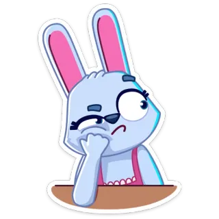 🐰 Cartone animato, Coniglio, Carino, Annoiato, Pensando whatsapp sticker