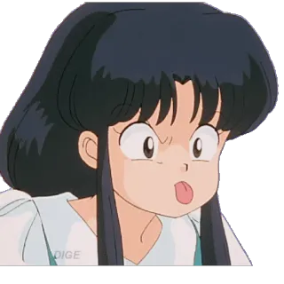 😝 Akane Tendo Ranma ½ Anime, chica, molesta, lengua, uniforme escolar whatsapp sticker