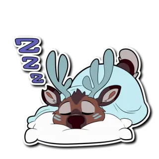 💤 ZZZZ endormi, cerf, dormir, dessin animé, animal, bois telegram sticker
