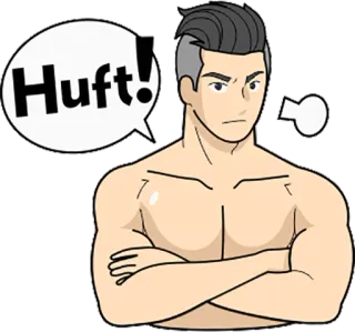 😜 Huft! muscular, man, character, expression telegram sticker