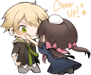 ☺️ Cheer Up! Аниме, Мультфильм, Поднять настроение, Милый, Чиби telegram sticker