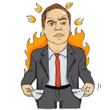 💸 cartoon, businessman, fire, broke, bankruptcy, poor telegram sticker