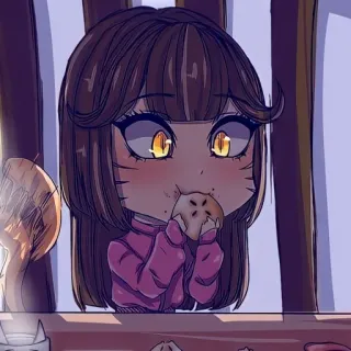 🦄 anime, girl, chibi, cute, eating, cartoon telegram sticker