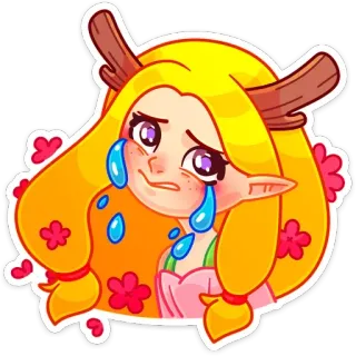 😭 sticker, elfo, pianto, lacrime, carino, fantasy, anime, ragazza telegram sticker