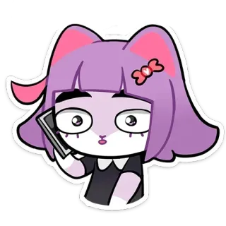 ❓ mèo, hoạt hình, anime, nhân vật, điện thoại, nhãn dán, tím whatsapp sticker