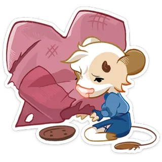 ☹️ 소, 만화, 슬픈, 바느질, 단추, 귀여운 telegram sticker