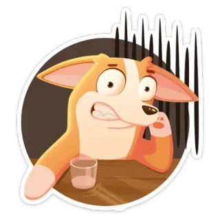 😬 cachorro, corgi, álcool, bebendo, preocupado telegram sticker