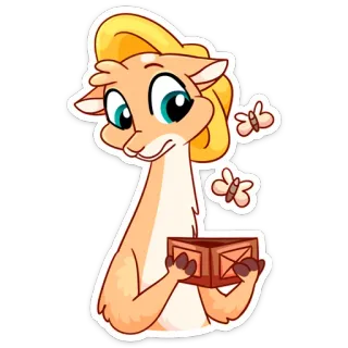 🦋 Desenho animado, Lhama, Animal, Fofo, Caixa, Personagem telegram sticker