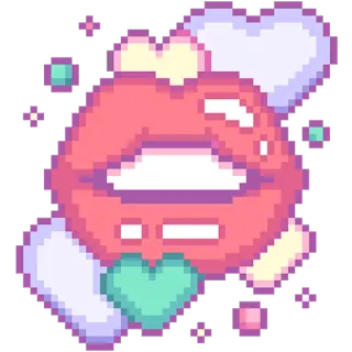 💋 môi, hôn, trái tim, pixel art, dễ thương telegram sticker