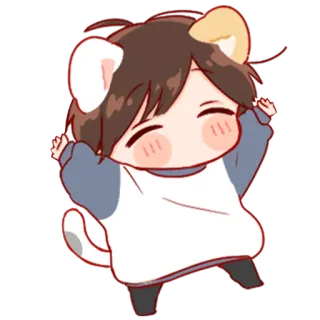 💞 mono, chibi, anime, kawaii, orejas, cola whatsapp sticker