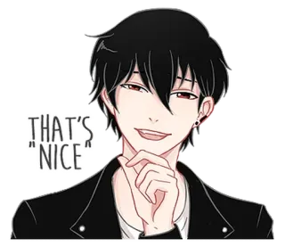 🤔 THAT'S "NICE" anime, kreskówka, sarkazm, drwina, zarozumiały, chłopak, męski, postać whatsapp sticker