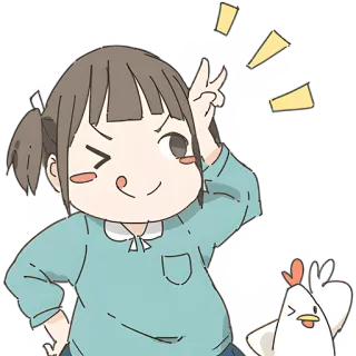 ✌️ girl, cute, cartoon, chicken, anime, sticker telegram sticker