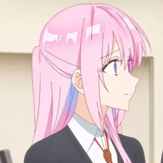 😓 anime girl, pink hair, cartoon, cute, manga, female character telegram sticker